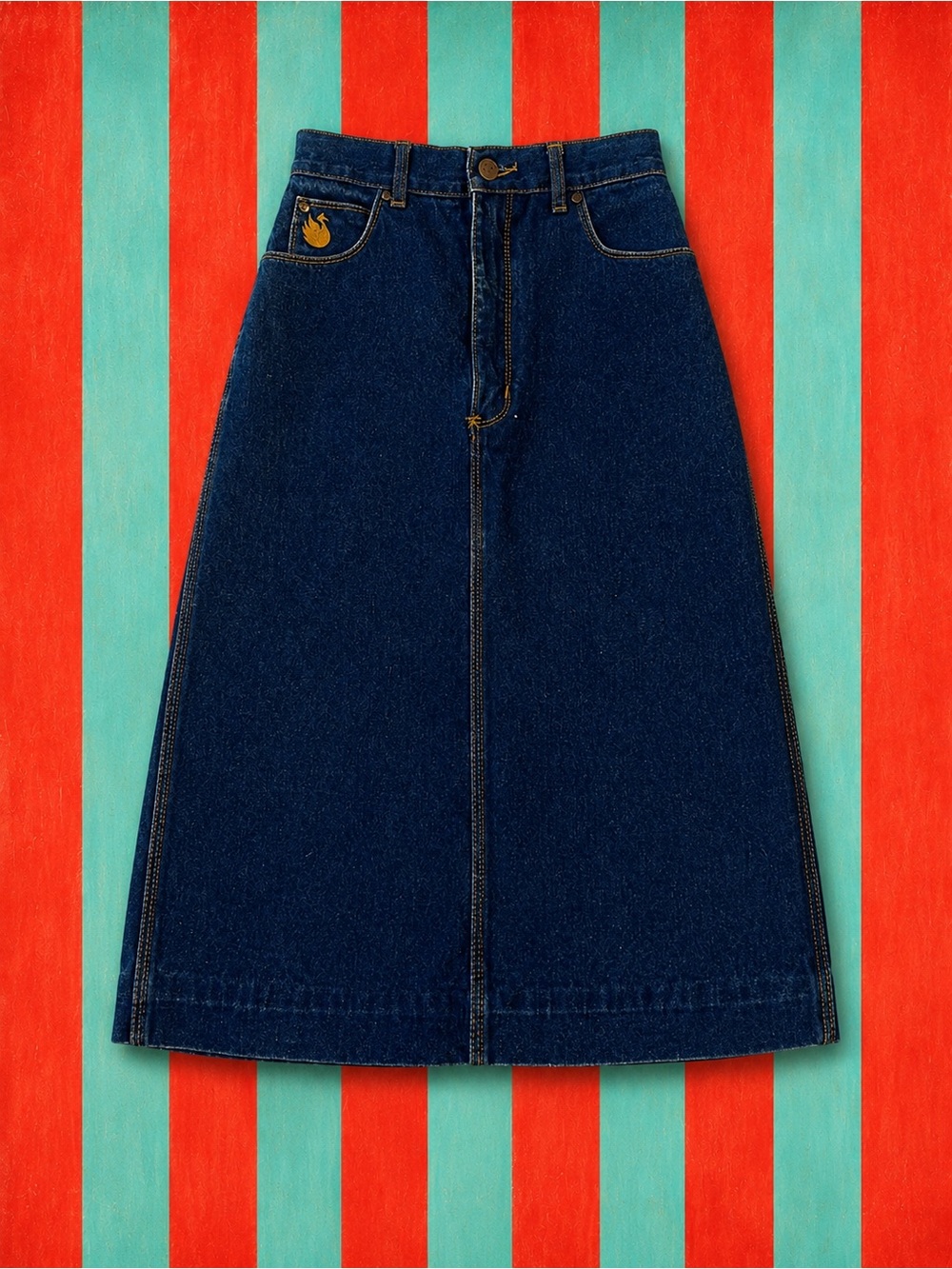 Gloria Vanderbilt Vintage Dark Blue Denim A-Line Pencil Skirt
